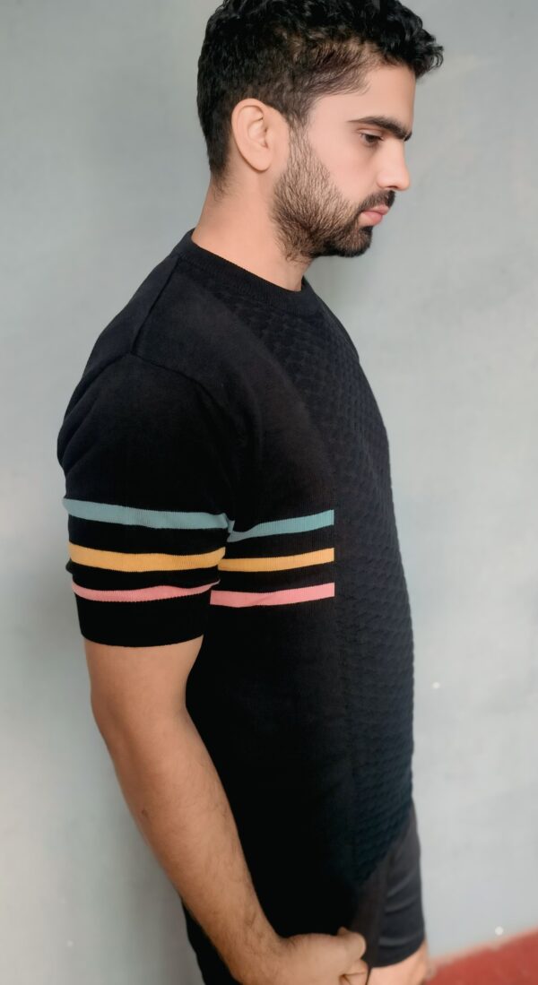 Premium Knit Polo T-Shirt  -Black - Image 4