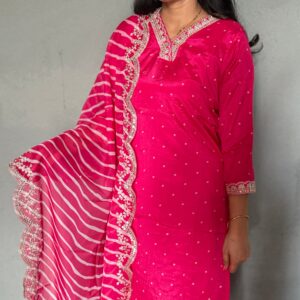 Premium Pink Embroidered Kurta Set with Dupatta – Elegant Women’s Ethnic Wear