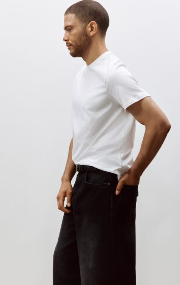 white premium cotton round t-shirt