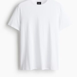 white premium cotton round t-shirt