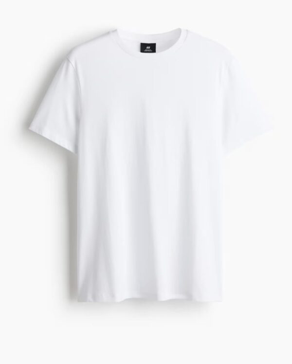 white premium cotton round t-shirt